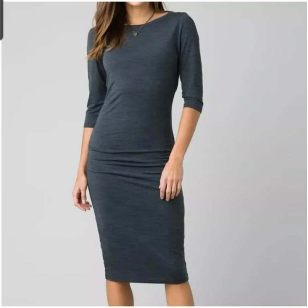NWT PRANA Nanette 3/4 Sleeve Midi Dress Women's X-Large Green Performance Knit